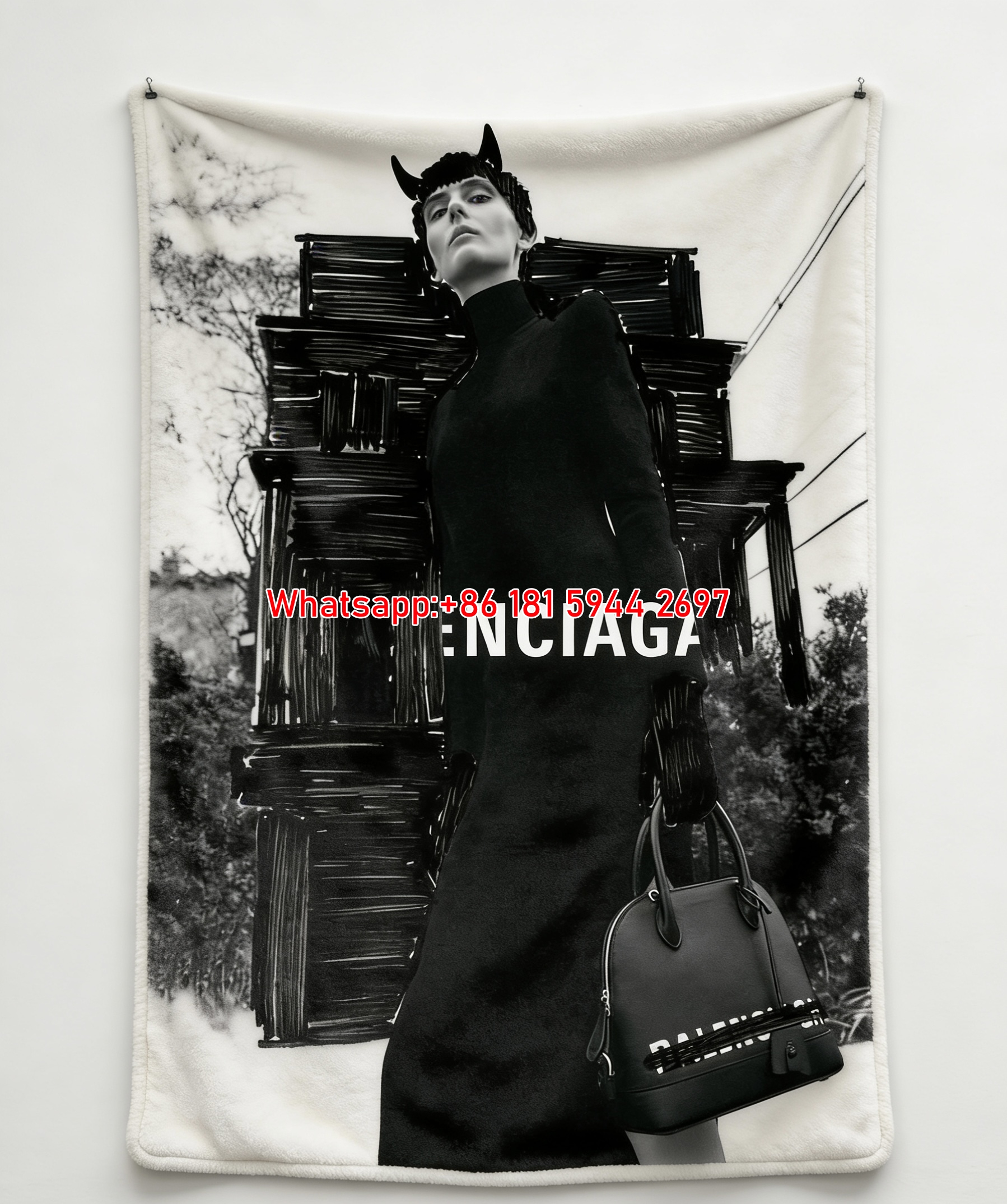 Balenciaga Luxury Collage Print Flannel Throw Blanket for Sofa BA475